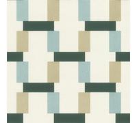 Rasch Symphony 868821 Papier peint intissé avec rectangles de tailles différentes en beige, vert menthe, vert foncé et blanc crème, 10,05 m x 0,53 m (L x l)
