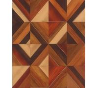 Rasch tesa Aurex Papier peint autocollant, aspect bois, papier peint intissé, texturé, géométrique, en marron et orange, facile à poser, sans colle, 6 x 0,53 m