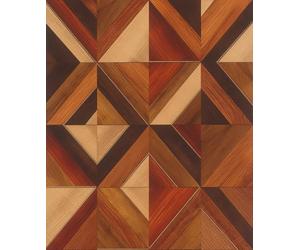 Rasch tesa Aurex Papier peint autocollant, aspect bois, papier peint intissé, texturé, géométrique, en marron et orange, facile à poser, sans colle, 6 x 0,53 m