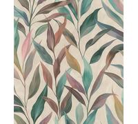 Rasch tesa Fiesta Papier peint autocollant, motif de feuilles de vrilles et vignes - Motif feuilles en bleu, vert et rose - Facile à installer - Sans colle - 6 x 0,53 m