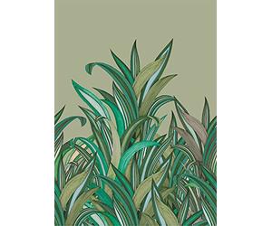 Rasch Wallpaper 542226 From The Amazon Collection Papier peint photo non tissé avec herbes naturelles colorées sur fond vert, bleu clair et marron clair 2,80 m x 2,00 m
