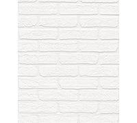 Rasch Wallton 150100 Papier peint intissé à peindre Effet brique Blanc