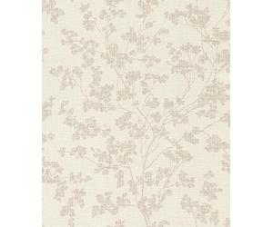 Rasch Welcome Home 653847 Papier peint intissé beige avec fleurs aspect lin Papier peint floral