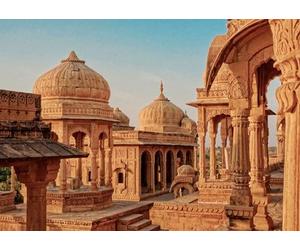 Rasch WTD 363500 Papier peint intissé Motif temple indien Marron/orange/bleu 4,24 x 3 m (l x L)