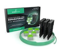 RASENWERK® Kit réparation câble délimitation pour robot tondeuse. 30 clous de forme brevetée. 10 bornes connexion avec remplissage gel étanche à l’eau. Câble délimi. universel 10m pour robot