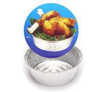 RASMACOR 25 Grands Barquettes Ronds Jetables en Aluminium avec Couvercle 1.400 ml 21cm | Jetable et recyclable | Convient aux températures élevées | Récipient en aluminium pour poulet