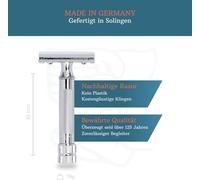 Rasoir 34CPoignée Compacte Chromée BrillanteRasoir En Trois Parties Avec Coupe DroitePeigne FerméIdéal Pour Le Rasage HumideZinc Moulé Sous PressionPoignée En Laiton