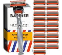 Rasoir 5 lames pour homme avec 20 recharges de Monsieur BARBIER | Kit de rasage manuel L’EXPLORER | Compatible manche FUSION® | Idéal pour un rasage de très (très) près