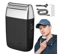 Rasoir à barbe pour hommes - Tondeuse électrique à double tête, 5 W, charge rapide USB, tondeuse portable pour utilisation humide et sèche, 1 heure d'autonomie, comprend une brosse de nettoyage |