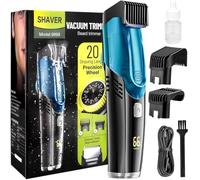 Rasoir à barbe sous vide pour hommes, tondeuse barbe homme, tondeuse à barbe pour homme tondeuse à barbe étanche IPX6 avec 2 peignes tondeuse à barbe rechargeable pour favoris de moustache.