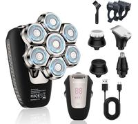 Rasoir à tête chauve 7D pour homme ¿ Rasoir rotatif magnétique, toiletteur électrique 5 en 1 avec écran LED, charge USB-C, tondeuse à barbe et nez, kit de toilettage facial tout-en-un