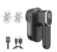 Rasoir Anti Bouloche Électrique avec Écran LCD Rechargeable, 3 Niveaux de Puissance Réglables,Tête à 6 Lames Fraise à Peluches,