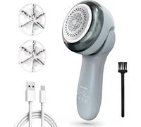 Rasoir Anti Bouloche, Rasoir Bouloche USB Rechargeable, Anti Bouloche Vetement Electrique avec 2 Lames Rechange et Brosse Nettoyage pour Vêtement, Couverture, Coussin, Pulls, Meubles, Tapis (Gris)