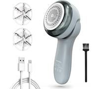 Rasoir Anti Bouloche, Rasoir Bouloche USB Rechargeable, Rasoir Textile Anti-Bouloches électrique avec 2 Lames Rechange et Brosse Nettoyage pour Vêtement, Couverture, Coussin, Pulls, Meubles, Tapis