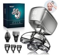 Rasoir chauve 5D pour homme ,utilisation humide et sèche, tondeuse pour poils du nez, écran LED et peigne limiteur