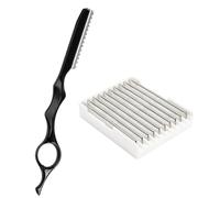 Rasoir coiffeur avec 10 lames interchangeables, lame d'effileur de coiffeur pour éclaircir et couper les contours, Feather Razor Lame de coupe de cheveux en acier inoxydable, rasoir à lame