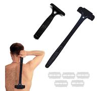 Rasoir de Dos, Rasoir Manuel Dos Hommes, Épilation Dos et Rasoir pour le Corps, Rasage Dos Long Manche Pliable et Indolore Réglable Tondeuse Corps pour Homme ni Impasses L'épilation (Avec 5 Lames)