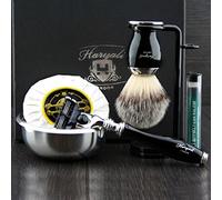 Rasoir de rasage Haryali London 3 Edge, brosse de rasage, support de rasage, bol de rasage, savon de rasage et ensemble de rasage au crayon d'alun pour hommes