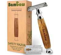 Rasoir De Sécurité Avec Manche En Bambou Rasoir De Sûreté Traditionnel & Durable Respectueux De L`Environnement [Z307]