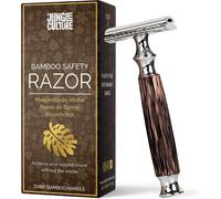 Rasoir de Sécurité en Bambou Rasoir de Sûreté & Sac de Rangement Rasoir Homme et Femme Rasage Manuel Visage & Corps Traditionnel Pour Barbe Respectueux de l¿environnement(Q630)