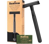 Rasoir De Sécurité En Métal Noir Avec 5 Lames Rasoir De Sûreté HommeRasoir À BarbeRasoir Hommerasoir VisageRasoir BarbierRasoir MécaniqueRasoir Manuel Zéro Déchet