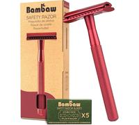 Rasoir De Sécurité En Métal Rouge Avec 5 Lames Rasoir De Sûreté Rasoir Pour Homme Et Femme Rasoir À Barbe Rasage Manuel Rasoir Mécanique Rasoir Barbier Rasoir Manuel Zéro Déchet [Z320]