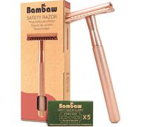 Rasoir De Securite Femme En Métal Avec 5 Lames De Rechange En Acier Inoxydable Suédois, Rasoir Manuel Femme Pour Un Rasage Net Et Lisse, Durable Et Facile À Utiliser (Or Rose)