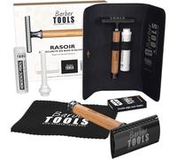Rasoir de Sécurité/Rasoir de Sûreté + 5 doubles lames + Chiffon de polissage + Étui de rangement ¿ BARBER TOOLS ¿(Q424)