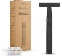 Rasoir de Sureté avec 1 Lame - Rasoir Manuel - Aluminium - Lames Doubles - Sans Plastique - Zéro Déchet (Noir)(Q330)