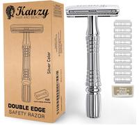 Rasoir de Surete avec 10 lames Ecologique Traditionnel Inox Mécanique and Manuel Rasoir de Sécurité pour Homme and Femme Kit pour Visage et Corps(Q165)