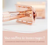 Rasoir De Sureté Kit De Démarrage-Set De Rasage Avec 20 Lames,Savon De Rasage Et Blaireau De Rasage-Aluminium-Sans Plastique&Zéro Déchet-Rasoir À Double Tranchant (Or Rose)