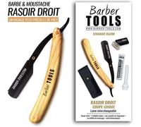Rasoir droit coupe-choux / Rasoir de barbier lame interchangeable + 5 doubles lames (10 Lames Simples) + Stick hémostatique