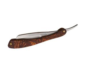 Rasoir Droit en Acier Inoxydable Marron, Pliable, Manuel Vintage | Usage Professionnel et Commercial, Design Sûr et Propre, Charme Classique, Finition Bois et Acier Inoxydable