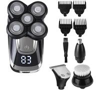 Rasoir électrique 4 en 1 4D for hommes, rasoir rotatif sans fil for tête chauve et barbe