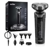 Rasoir électrique 5 en 1 pour homme rechargeable avec tondeuse à barbe, batterie au lithium, rasoirs électriques portables améliorés, étanches, sans fil, rechargeables, utilisation humide et sèche