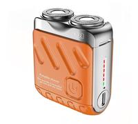 Rasoir électrique à bagages, mini rasoir de barbe de poche à double anneau électrique, rasage rotatif sans fil, conception de valise de rasoir portable, recharge usb rechargeable (Orange)