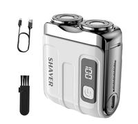 Rasoir électrique à double anneau portable, rasoir de troisième génération en Allemagne, dispositif de rasage rechargeable compact, rasoir imperméable rechargeable USB (Weiß)