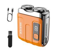 Rasoir électrique à double anneau portable, rasoir de troisième génération en Allemagne, dispositif de rasage rechargeable compact, rasoir imperméable rechargeable USB (Orange)