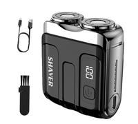 Rasoir électrique à double anneau portable, rasoir de troisième génération en Allemagne, dispositif de rasage rechargeable compact, rasoir imperméable rechargeable USB (Schwarz)