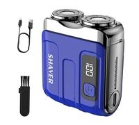 Rasoir électrique à double anneau portable, rasoir de troisième génération en Allemagne, dispositif de rasage rechargeable compact, rasoir imperméable rechargeable USB (Blau)