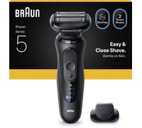 Braun Series 5 Rasoir électrique, Jusqu'à 50 Minutes Capuchon de Tondeuse de Précision, sans fil, Rasoir pour homme Humide et Sec, 100% Étanche, 52-N1200S, Noir