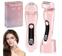 Rasoir Electrique Femme, 2 en 1 Tondeuse Intime, Rechargeable Tondeuse Bikini Femme étanche IPX7 Epilateur pour Maillot, Visage, Aisselles, Jambes, Bras, Corps (rose)