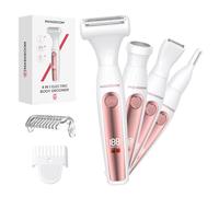 Rasoir Électrique Femme 4 en 1, Tondeuse Maillot Haute Précision, Rechargeable USB-C, Étanche IPX6, Kit Rasage Multifonction pour Visage, Sourcils, Corps et Bikini, Sans Fil & Doux pour la Peau