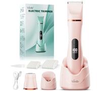 Rasoir Electrique Femme - Tondeuse Femme Intime Tout-En-Un (Visage, Jambes, Aisselles & Corps) Tondeuse Bikini Rasoir Maillot avec 4 Peines, Écran LED & USB-RechargeStation, Cadeaux Anniversaire