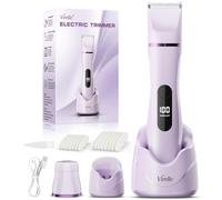 Rasoir Electrique Femme - Tondeuse Femme Intime Tout-En-Un (Visage, Jambes, Aisselles & Corps) Tondeuse Bikini Rasoir Maillot avec 4 Peines, Écran LED & USB-RechargeStation, Cadeaux Anniversaire