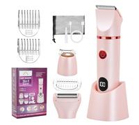 Rasoir Électrique Femmes, 3 en 1 Tondeuse Electrique Femme Intime avec 3 Têtes de Lame Amovibles, Tondeuse de Bikini Femmes Utilisation Humide et Sèche, Tondeuse Pubis Femme Rechargeable (Rose)