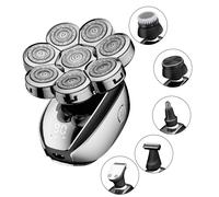 Rasoir électrique flottant 6 en 1 pour hommes chauve, 7 lames, tondeuse à cheveux, affichage LED USB, rechargeable par USB rapide