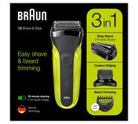 Braun Series 3 81702942 rasoir pour homme Rasoir à grille Tondeuse Noir, Vert