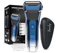 Rasoir Électrique homme avec 3 lames flexibles et étui de voyage, Rasoir Électrique Barbe avec tondeuse de précision, rasoir humide/sec, autonomie de 120 minutes, rechargeable, cadeaux pour hommes