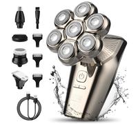 Rasoir Électrique Homme Sans Fil 5 En 1 SEJOY - Têtes Chauve Tondeuse à Barbe Cheveux Nez et Oreilles - Marron